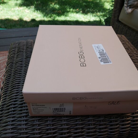 BCBGeneration GREGORY BLACK NILE LEATHER platform BOOTIE 7.5M - Picture 4 of 14